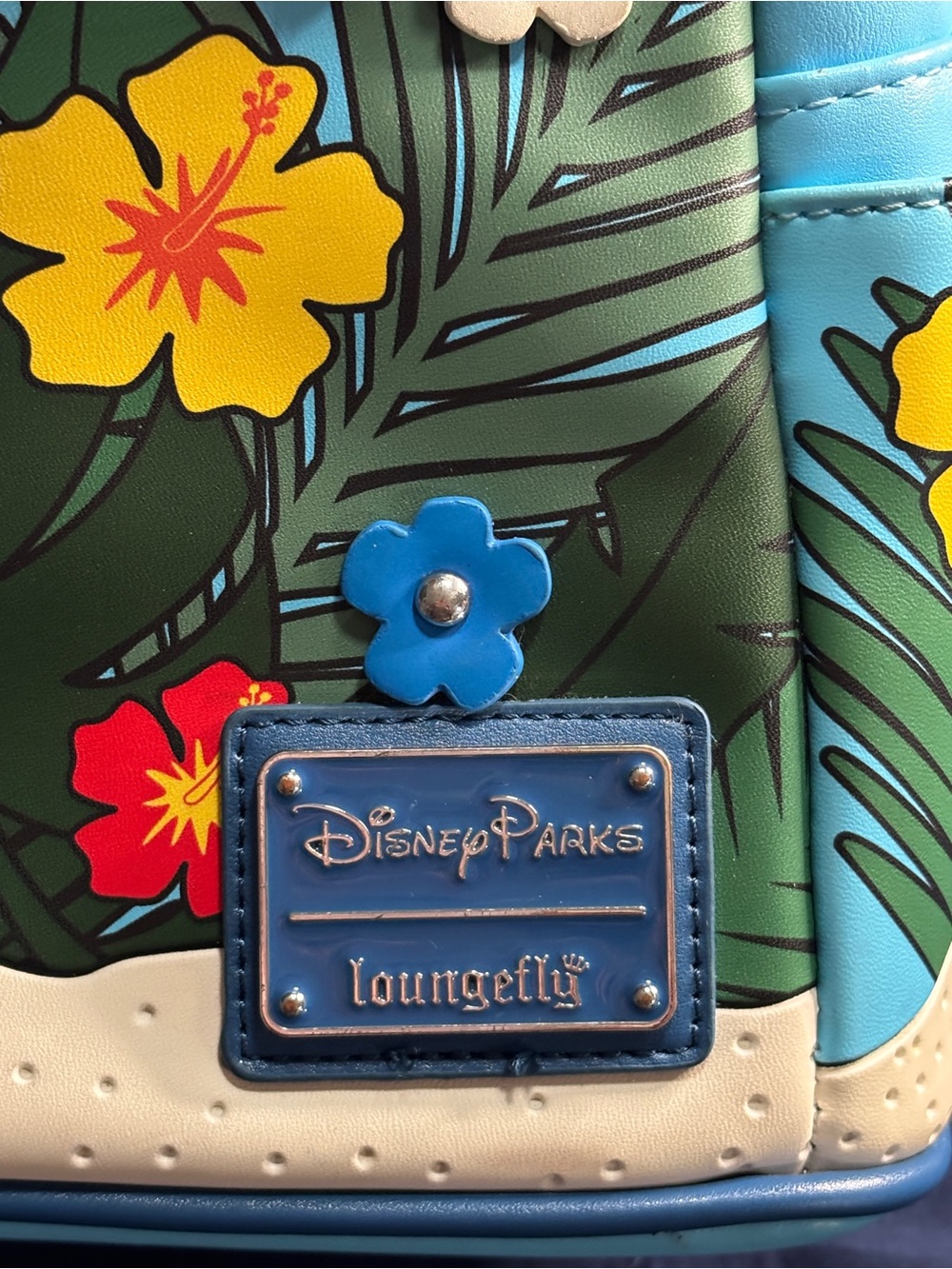 Disney Parks x Loungefly Blue Stitch Floral Mini Backpack - Picture 2 of 7